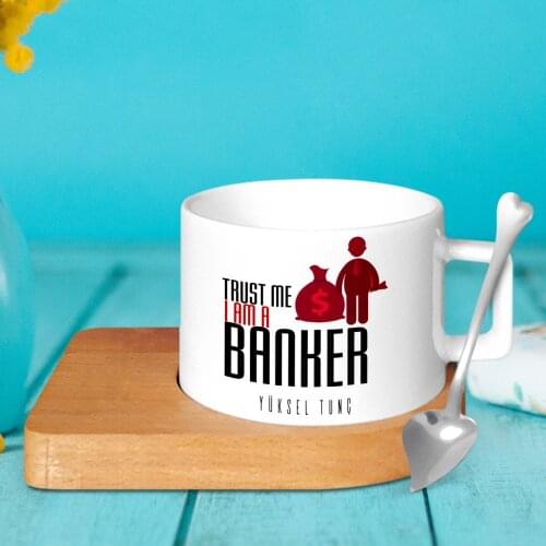Personalized Professional Banker Wood Altlıklı Ceramic Cup-1