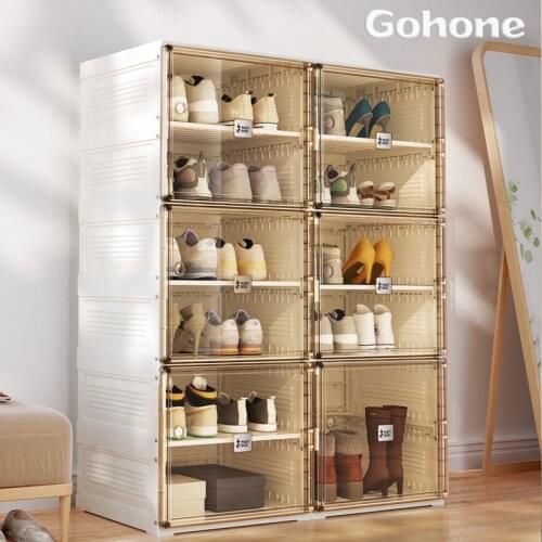 Simple installation-free shoe cabinet household dust-proof storage artifact multi-layer bedroom interior shoe shelf food shelf