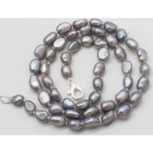 Freshwater pearlsl gray baroque 5-9mm necklace 16inch wholesale beads nature FPPJ