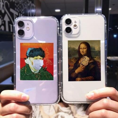 Mona Lisa Statue Abstract Art Clear Phone Case For iPhone XR 11 Pro 12 X XS MAX SE 20 7 8 6Plus Shockproof Soft TPU Cover Coque