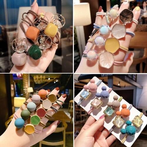 New Fashion Korea Women Hair Ropes Big Crystal Pearl Elastic Rubber Band for Girl Fashion Hair Accessories Hair Ties Wholesale