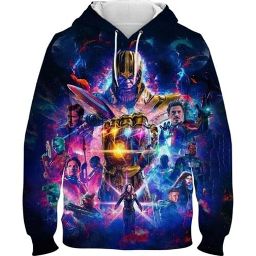 Thanos Marvel Hero Mens Hoodies Casual Spring 3D Print Cool Children Sweatshirts Streetwear Oversized Women Clothes