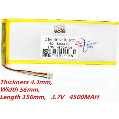 5 thread Tablet PC battery capacity 4356156 3.7V 4500MAH 4055155 Universal Li-ion battery for tablet pc 8 inch 9 inch 10 inch