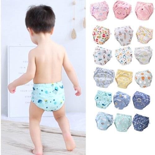 Waterproof Baby Cloth Diapers Reusable Washable Nappies Baby Diaper Pure Cotton 6 Layers Of Gauze Learning Training Pants