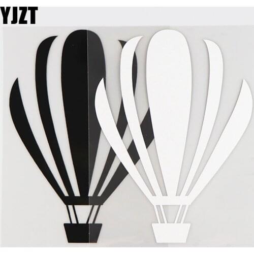 YJZT 11X15CM Hot Air Balloon Drifts Over Funny Car Sticker Vinyl Decals Black / Silver 10A-0362
