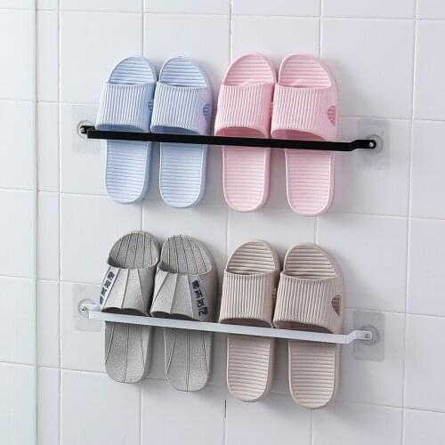 Iron Wall Hanging Shoe rack simple shoe Storage Rack Home free punching bathroom Seamless slipper shelf 45CM