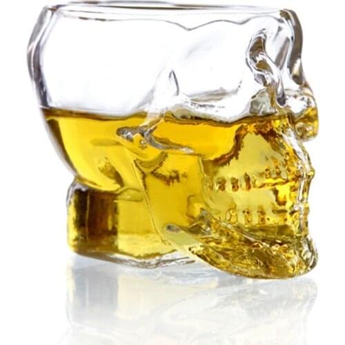 1/2/6Pcs Transparent Glass Cup Whiskey Skull Cup Shot Glass Crystal Skull Head Glass Cup For Wine Vodka Bar Club Beer Wine Glass