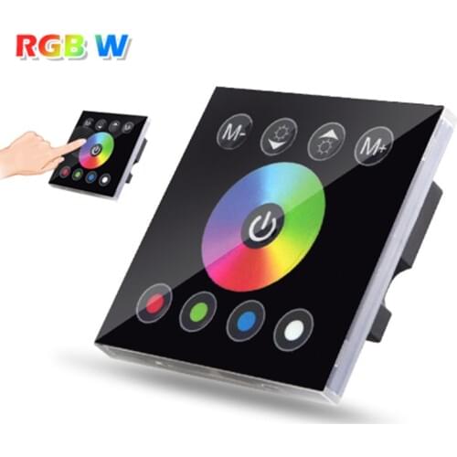 DC12V 4A*4CH Black Tempered Glass Panel Digital Touch Screen Dimmer Home Wall Light Switch For RGBW LED Strip Tape 4 Channel