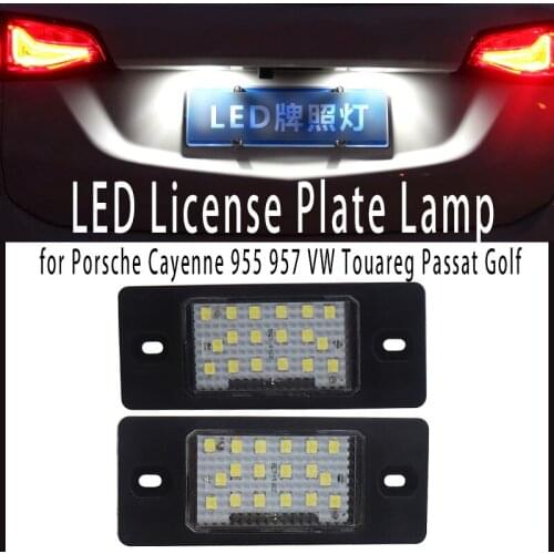 2x White Canbus LED License Number Plate Light No Error Tail Lamp High Power for Porsche Cayenne 955 957 VW Touareg Passat Golf