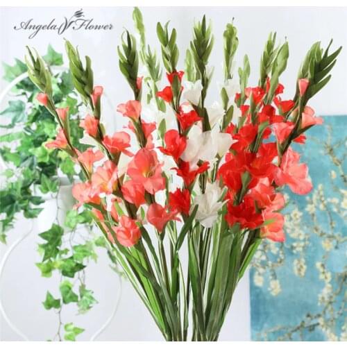 99cm 6 head Artificial gladiolus decor home garden wedding flower arrangement gladioli fake plants silk red white pink wholesale