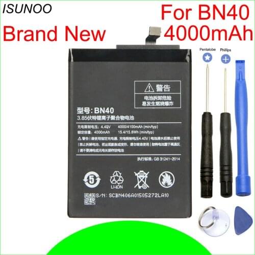 ISUNOO BN40 4000mAh Battery For Xiaomi Redmi 4 Pro Prime 3G RAM 32G ROM Edition Redrice 4 Hongmi 4 Bateria With Repair Tools