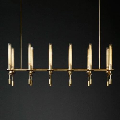American RH Edison E14 Led Chandelier Dining Room Black/Gold Metal Chandelier Lighting Glass Shades Straight Hanging Chandelier