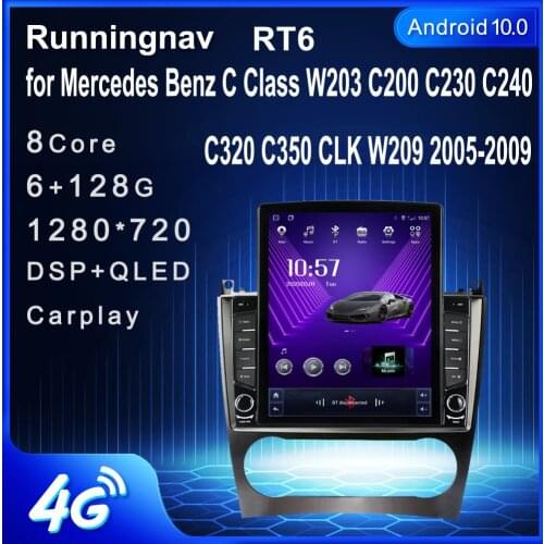 Android 10.1 For Mercedes Benz C Class W203 C200 C230 2005-2009 Tesla Type Car Radio Multimedia Video Player Navigation GPS RDS