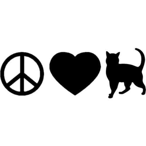 Car Stickers Peace Love Cats Popular PVC Car Decoration Accessories Decals Creative Waterproof Sunscreen Black/white,14cm*5cm