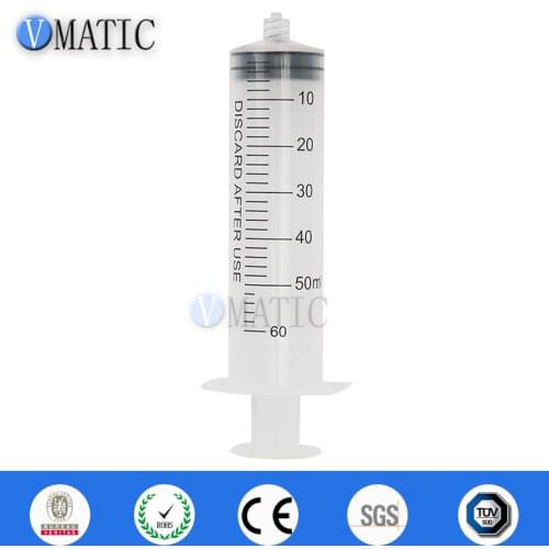 Free Shipping Non Sterilized Quality 5Pcs 60ml/cc Luer Lock Plastic Syringe