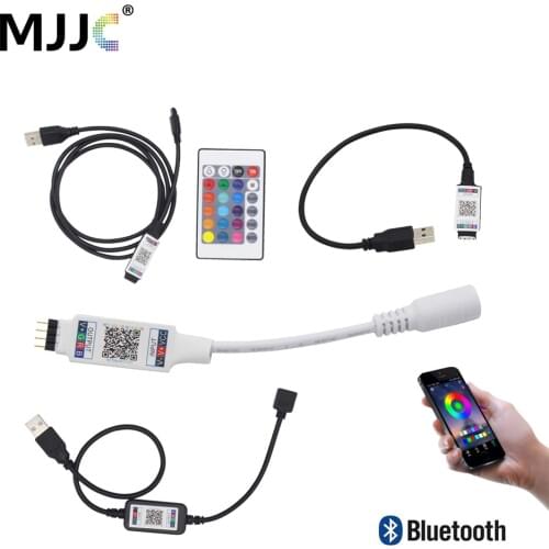 Bluetooth LED Controller RGB USB IOS Android Phone 5V 12V 24V Mini APP Smart Wireless IR 24 Key Remote Controller for LED Strip