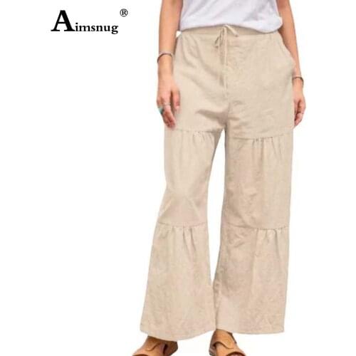 Plus size 4xl 5xl Cotton Linen Pants Women Straight Trouser Casual Loose Pantalon Solid Khaki Gray Female Ankle-Length Pants