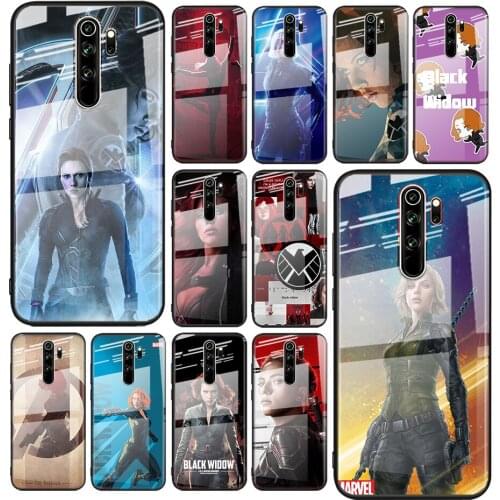 Tempered Glass Cover Marvel Avengers Black Widow For Xiaomi Redmi Note 10 10S 9T 9S 9 8T 8 7 5G Pro Max Phone Case Shell