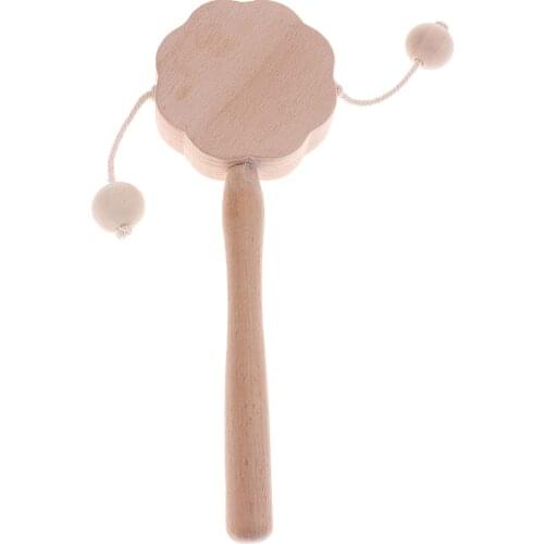 Kids Wooden Hand Bell Drum Rattle Early Learning Educational Toys
