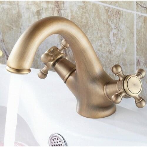 Classic Dual Cross Handles Brass Bathroom Faucet Vessel Sink Basin Mixer Taps anf112