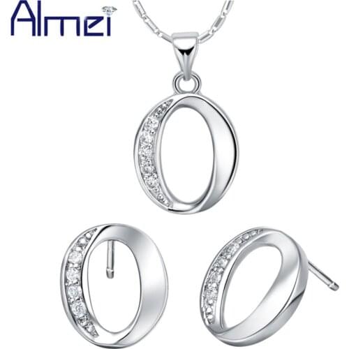 Almei Necklace and Earring Set for Women Wedding Girls Party 2016 New Fashion Trendy Round Crystal Rhinestone Jewelry Sets T197