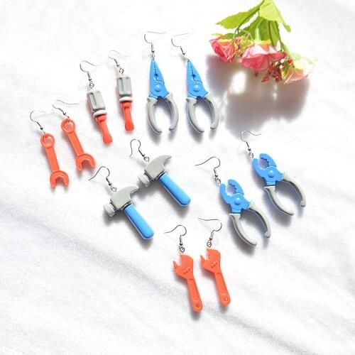 Creative Emulational Industrial Tools Earrings Individual Funny Hammer Needle Nose Pliers Spanner Bolt Driver Earrings