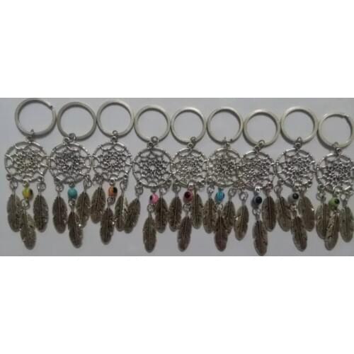 Dream Catcher Vintage Dreamcatcher Acrylic Eye Bead feather 25mm Keychain Trace Chains Charm Fit Key Chains Jewelry D291
