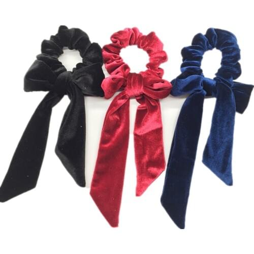 Cute Girl Hair Rope Velvet Scrunchies Bowknot Elastic Hair Bands for Women Bow Ties Ponytail Holder Accessories