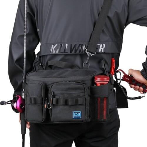 TSURINOYA Multifunction Fishing Lure Bag RX1911 Outdoor Large Capacity Waterproof Hip Bag Shoulder Bags Fishing Tackle Pack