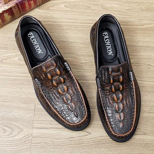 Leather Dress Shoes Men Genuine Leather Slip-on Moccasins Handmade Man Formal Shoes Luxury Male Loafer Shoes Leisure Zapatos
