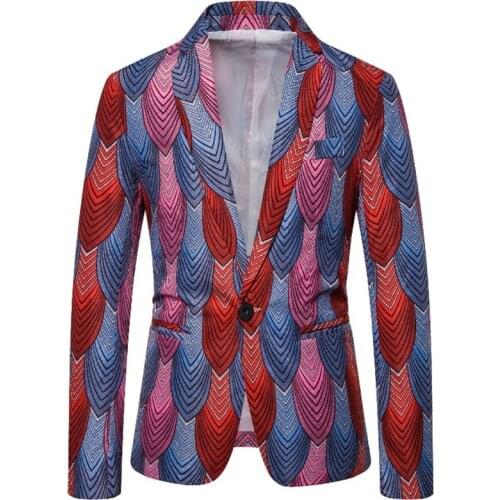 Jacket spring new ethnic print mens blazer mens business casual formal suit jacket prom banquet mens blazer