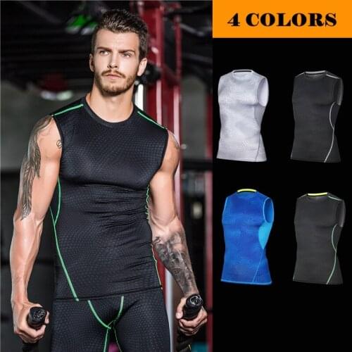 New 2019 man scales lines tight sports vest GYM training compression high elastic running sweat skinny shape Exercise T-shirts