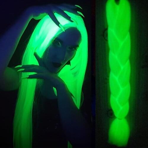 Neon Glowing Hair Florescent Light Braiding Hair Synthetic Jumbo Braids Shining Hair in the Darkness 24inch 100g For Hair