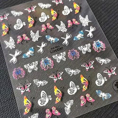 Newest EA002 butterflies design 5D nail art sticker decal stamping back gule DIY nail decoration tips