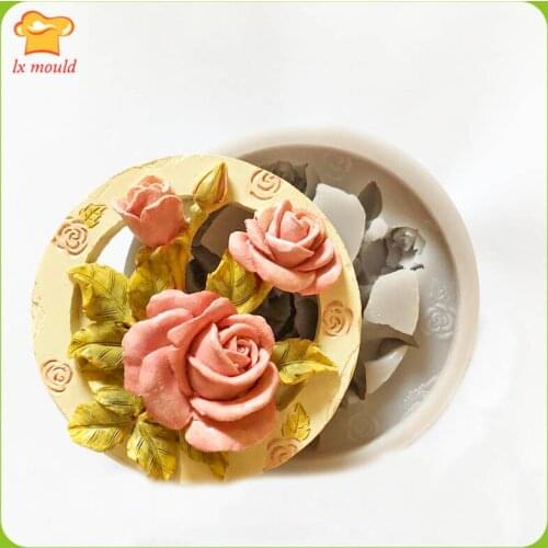 LXYY New round handmade rose soap silicone mold candle plaster soft clay mold home decoration silicone tools
