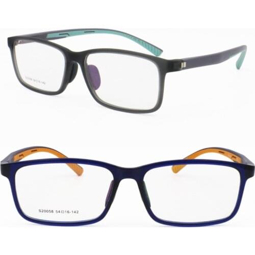New arrival light weight square shape full-rim sporting bicolor non-slip slicone temple prescription glasses for boy