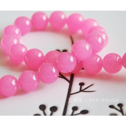 Wholesale 15"38cm natural hot pink rose chalcedony 4-10mm round loose bead jewelry making FIY for women