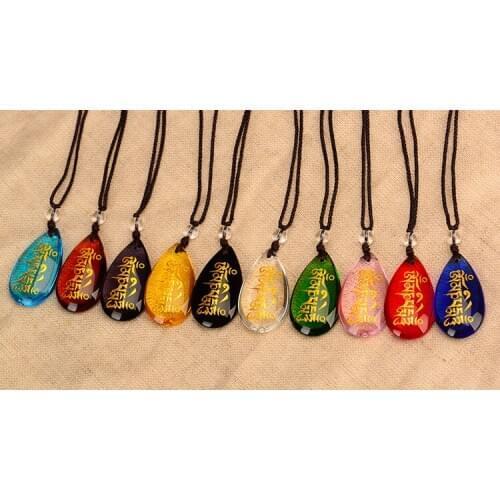 27PCS Wholesale Buddhist supplies Tibetan Buddhism efficacious bless Six Character Great Bright Mantra crystal talisman Pendant