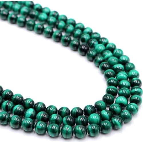 Genuine Natural Malachite Stone Beads 4/6/8/10MM Round Loose Real Gem Stone Beads For Jewelry Making DIY Bracelet Strand 15