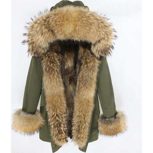 Real Fur Coat Natural Raccoon Fur Hood Fox Fur Liner Winter Jacket Women Long Parka Waterproof Outerwear Brand Luxury Detachable