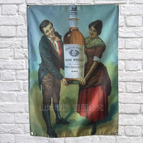Cocktail BEER Wine Poster Scrolls Bar Cafes Indoor Home Decor Banners Hanging Art Waterproof Cloth Wall Painting