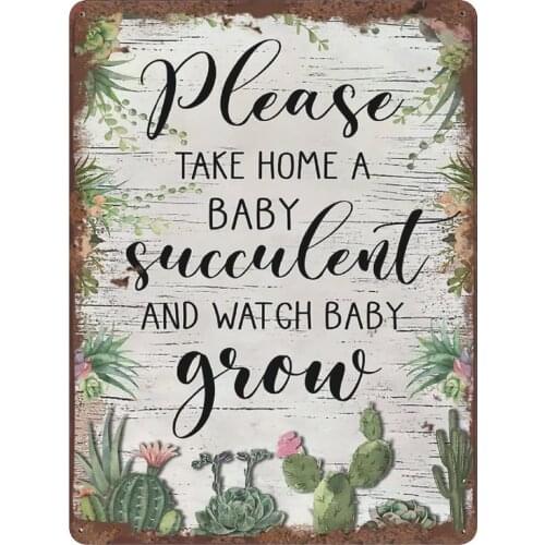 Please Take Home A Baby Succulent Retro Tin Sign Succulent Lovers Gift Flower Wall Sign Plant Wall Art Garden Decor Farmhouse