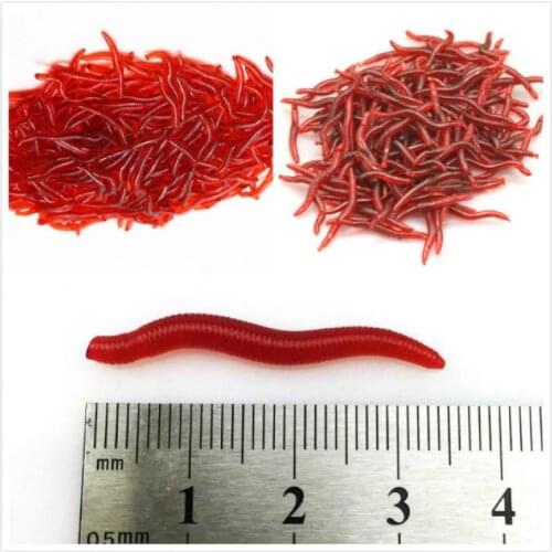 50/100pcs Lifelike Red Worm Soft Lure 35mm Earthworm Fishing Silicone Artificial Bait Fishy Smell Shrimp Additive Bass Carp