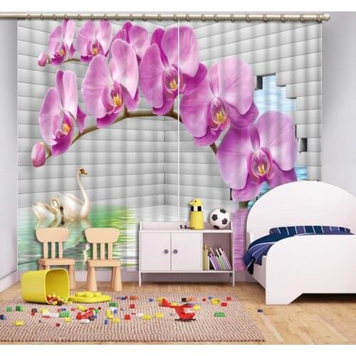 Luxury Blackout 3D Window Curtain For Living Room purple flower 3d curtains