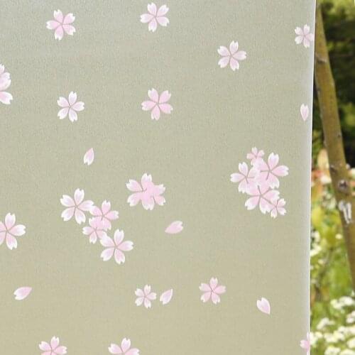 Pink cherry blossom pattern static window film window grille electrostatic glass film frosted bedroom window bathroom sticker