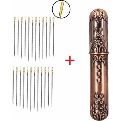 DIY Sewing Needles Holder Storage Tube Vintage Hand Sewing Needles Case Leather Knitting Embroidery Mending Needles Container