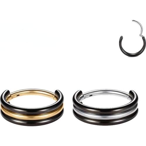 1PC G23 Titanium Nose Rings Hinged Septum Clicker Cartilage Earrings Nipple Rings Lip Stud Helix Piercing Jewelry For Women 16g