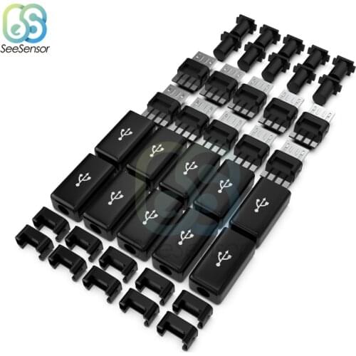 10Pcs/lot Micro USB Male Connector Plug Black Welding Data OTG Line Interface DIY Data Cable Accessories