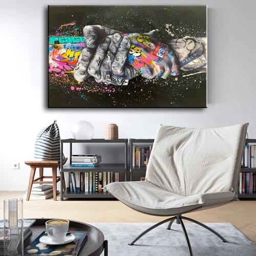 Modern Street Graffiti Art Canvas Painting Lover Hands Wall Art Posters Prints Wall Pictures for Living Room Home Cuadros Decor