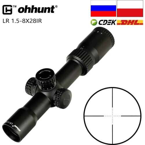 Tactical ohhunt LR 1.5-8X28 IR Compact Hunting Scope Mil Dot Glass Etched Reticle Red Illumination Turrets Lock Reset Riflescope